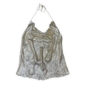 Y2K Forever 21 Chain Mail Open Back Lace Up Tank Top